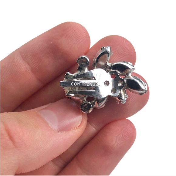 Vintage Continental Aurora Borealis Clip Earrings - Picture 4 of 5